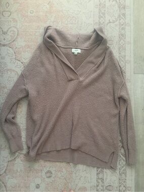 aerie oversized Mauve Taupe Cowl V-Neck Sweater